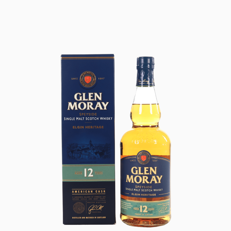 GLEN MORAY Single Malt Scotch Whisky 12 Anni con astuccio 70 cl. GLEN MORAY Single Malt Scotch Whisky 12 Anni con astuccio 70 cl.