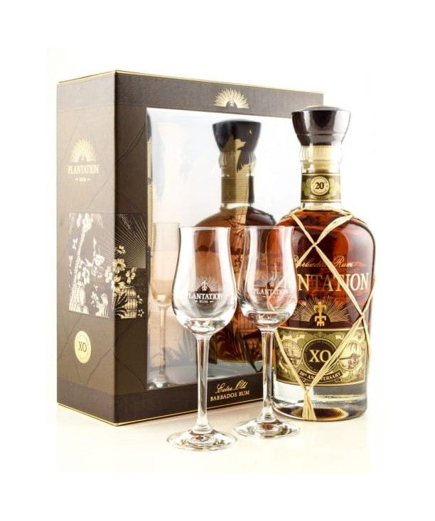 PLANTATION XO 20th ANNIVERSARY, ASTUCCIATO + 2 BICCHIERI 70cl.